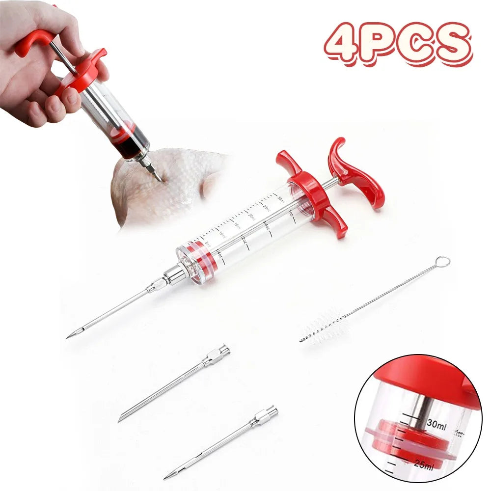 Easy BBQ Meat Injector with Stainless Steel Tips