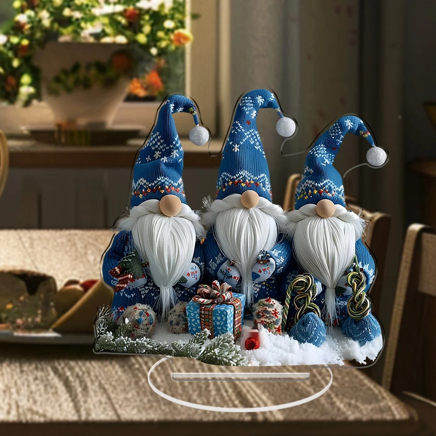 Cute Blue Gnome Figurine Set for Home Decor