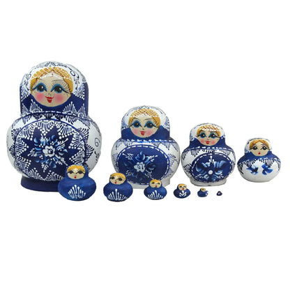 Traditional 10pc Set Wooden Nesting Dolls - Befez