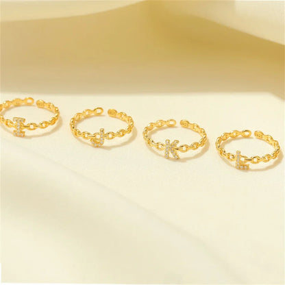 Delicate Diamond Initial Letter Ring