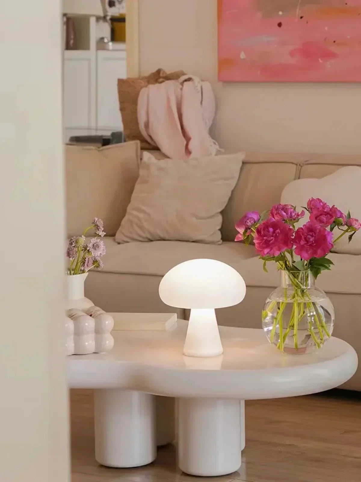 Classic White Ceramic Mushroom Table Lamp