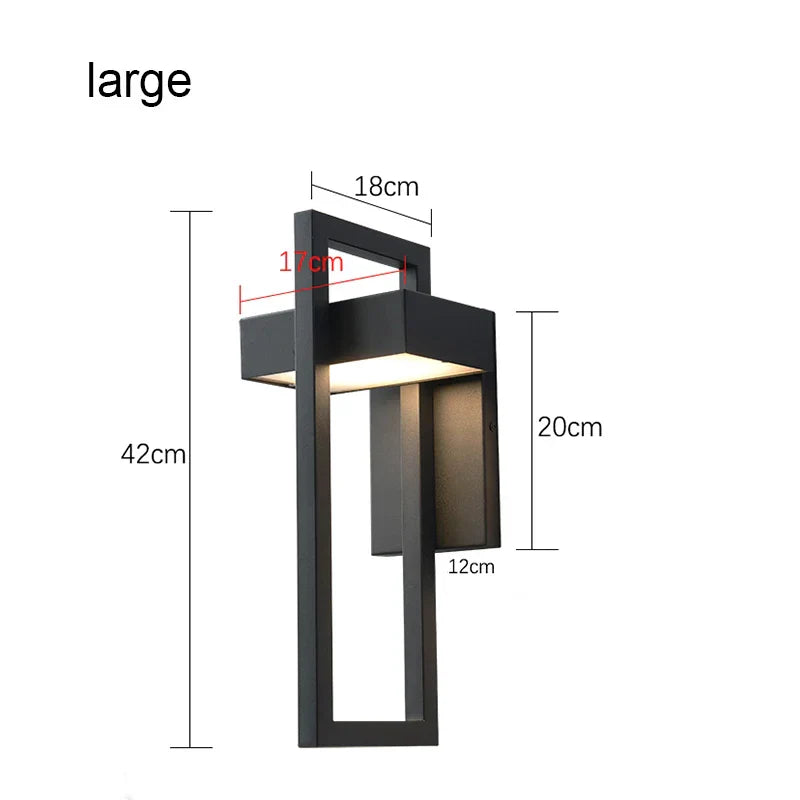 Outdoor LED Wall Lamp, Waterproof, Black Metal 10W