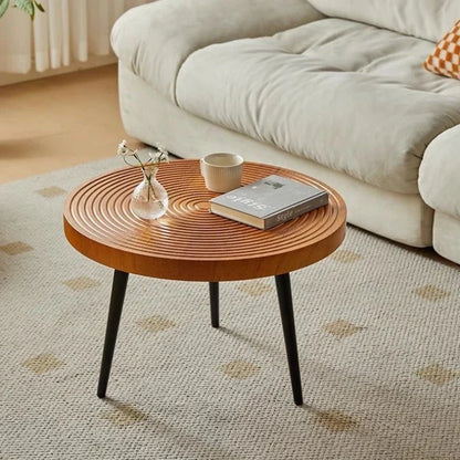 Round Wood Coffee Table Minimalist Living Room Furniture