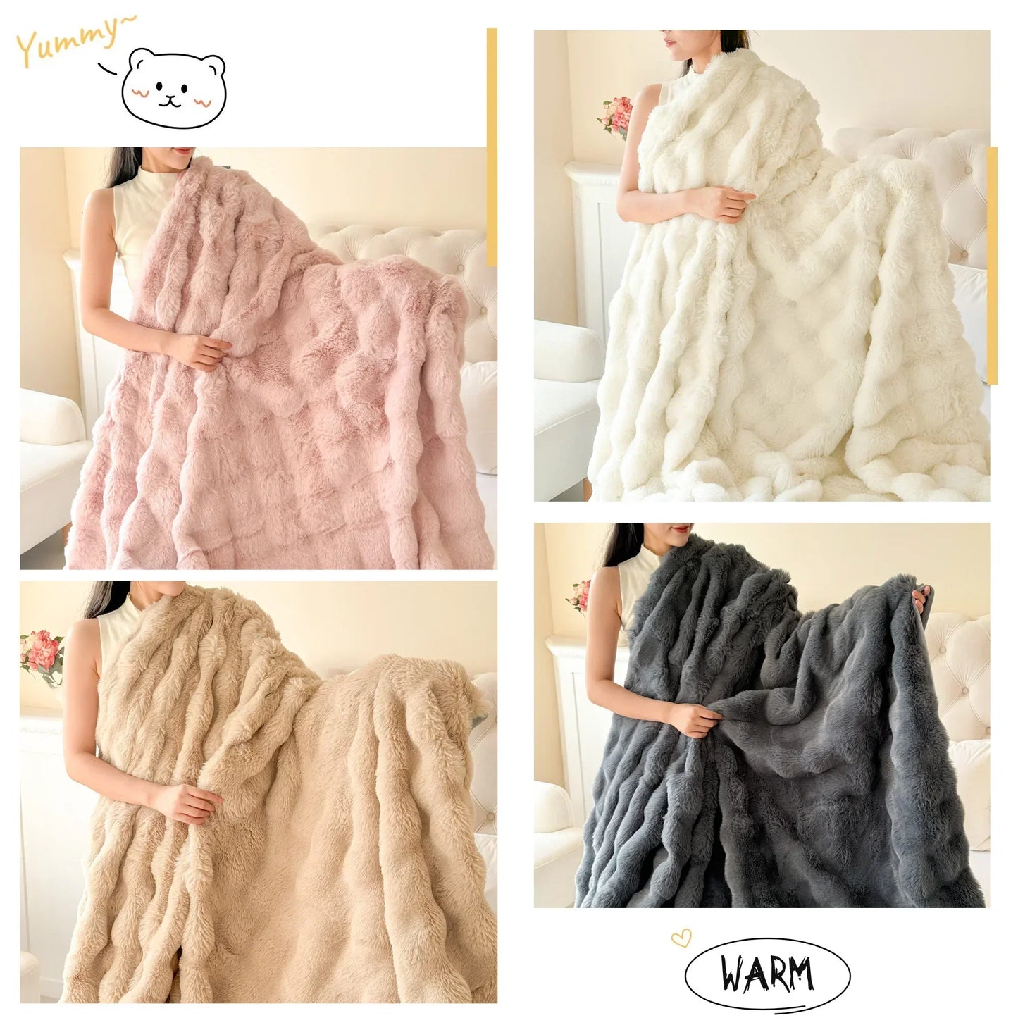 Ultra Soft Double Layer Faux Fur Throw Blanket - Befez