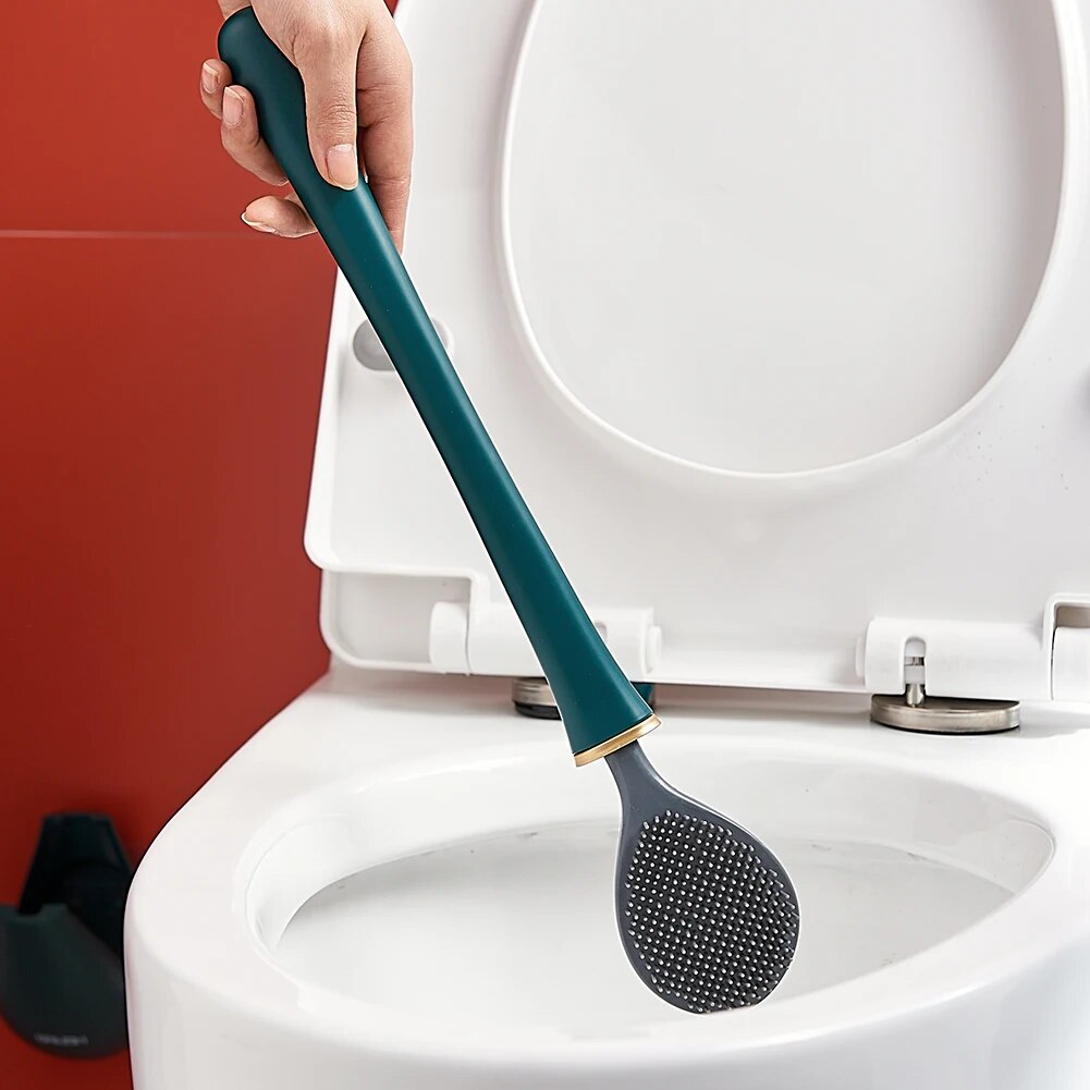 Compact Silicone Toilet Brush for Bathroom Cleaning