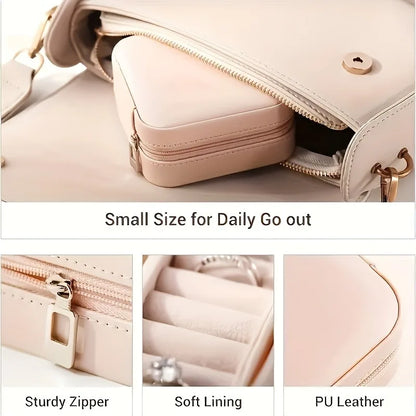 Portable Jewelry Travel Box PU Leather Case