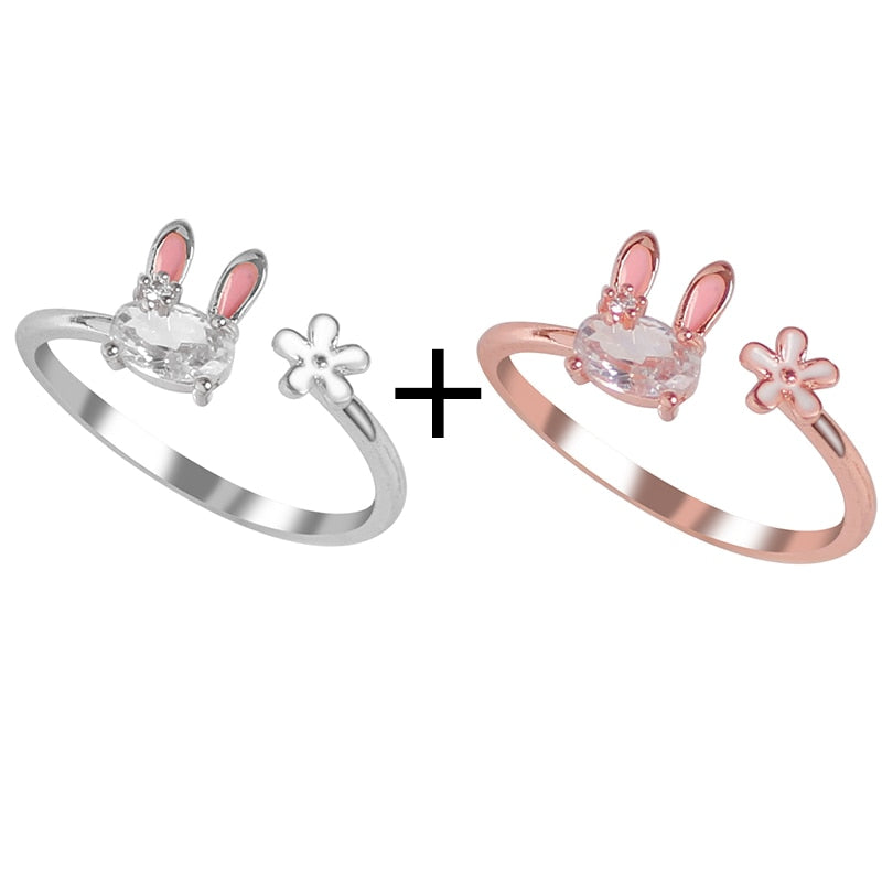 Sparkling Lucky Bunny Charm Ring