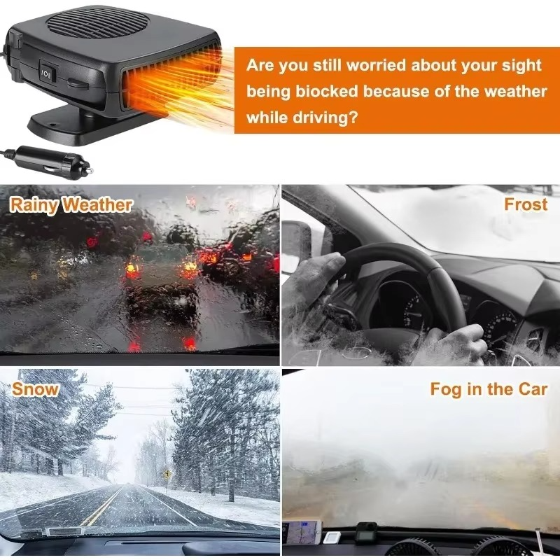 Compact Car Heater Defroster with Cooling Fan