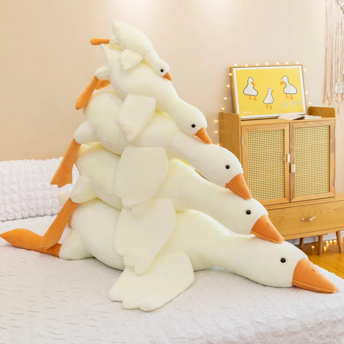 Soft White Plush Goose Cushion Toy