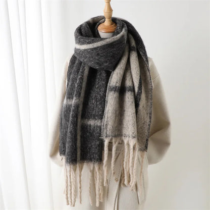 Soft Cashmere Blend Winter Scarf with Tassels