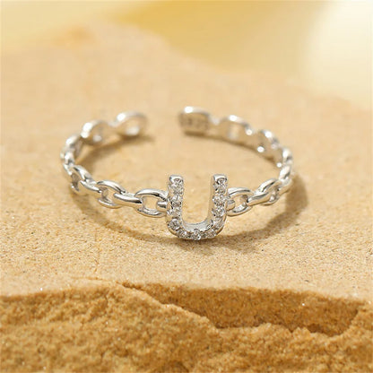 Delicate Diamond Initial Letter Ring