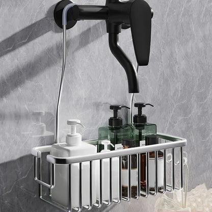 Stainless Shower Caddy with Hooks and Extra Storage