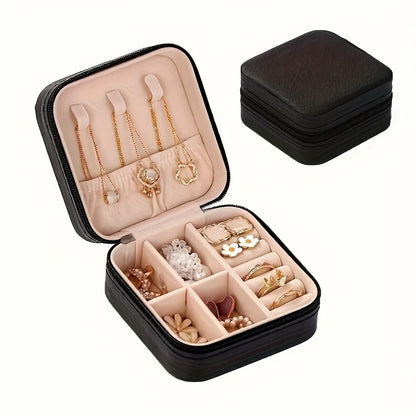Portable Jewelry Travel Box PU Leather Case
