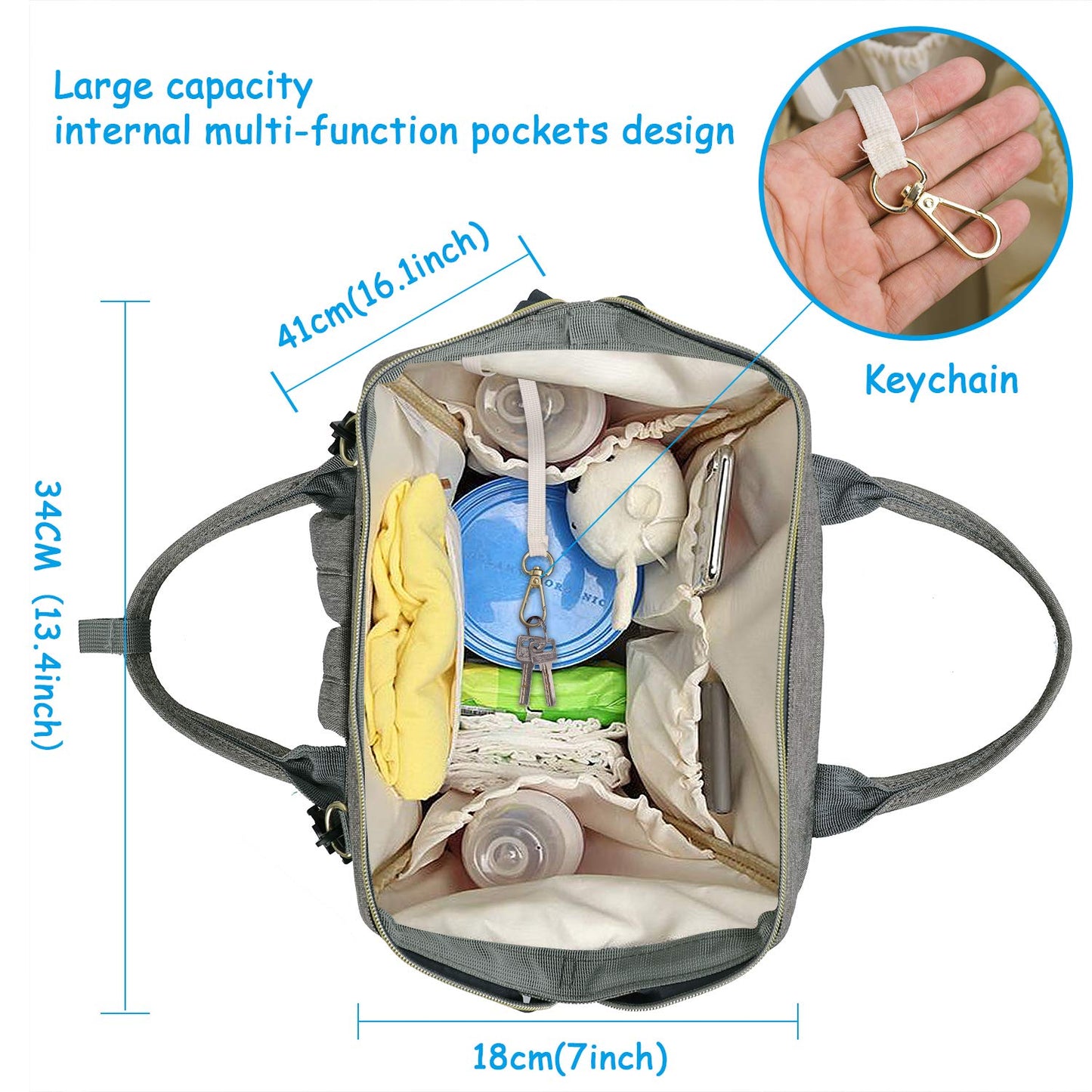 Spacious Portable USB Baby Diaper Bag Backpack