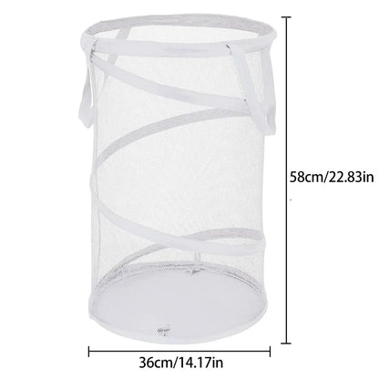 Portable Folding Laundry Hamper with Mesh Panel