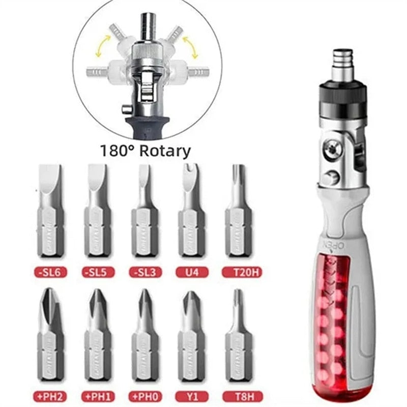 Compact Multi-Angle Ratchet Screwdriver Tool Set