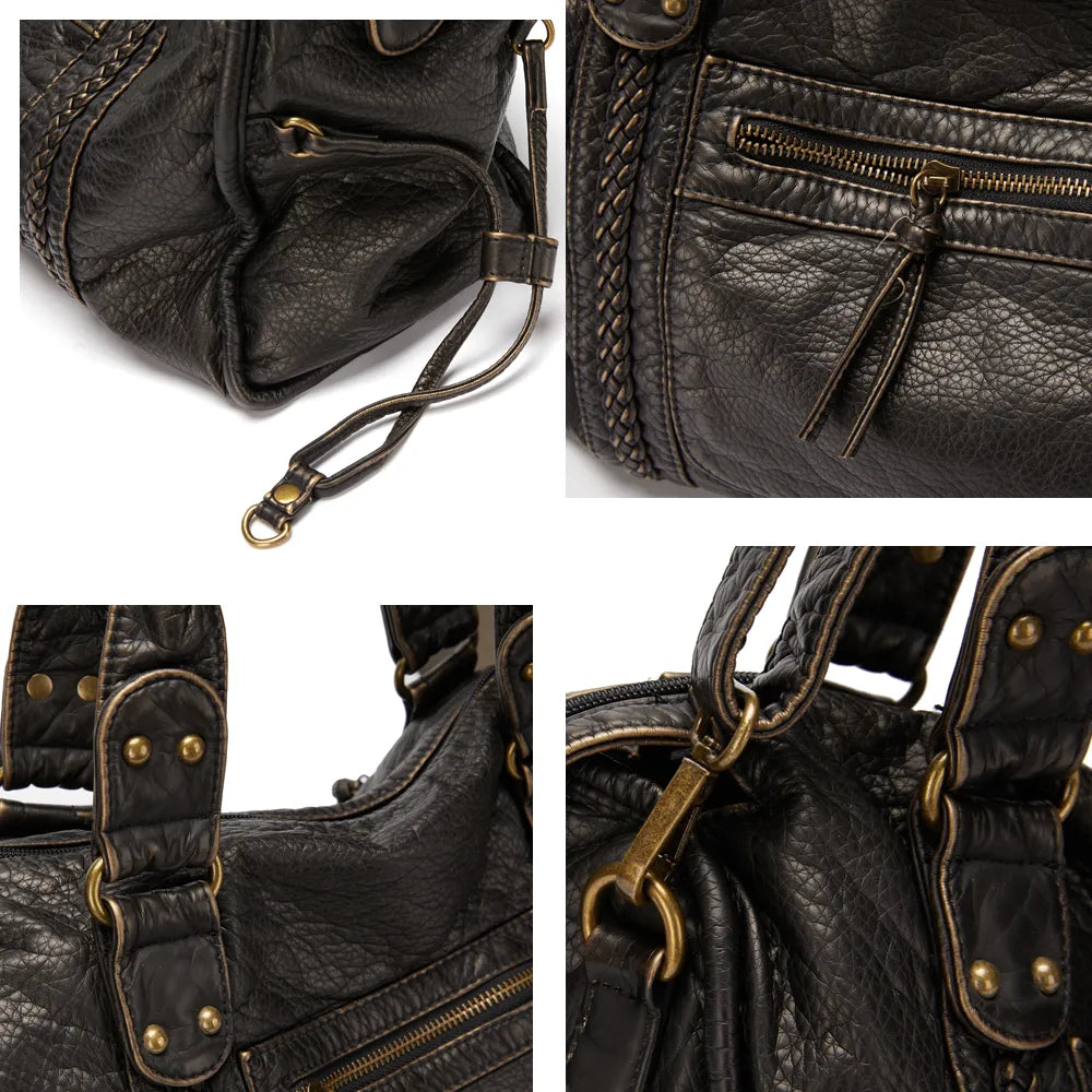 Luxury Black Genuine Leather Tote Bag