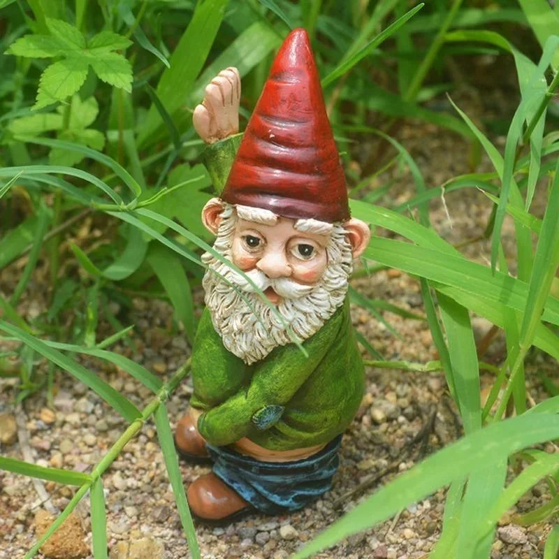 Fun Garden Gnome Statue with White Beard