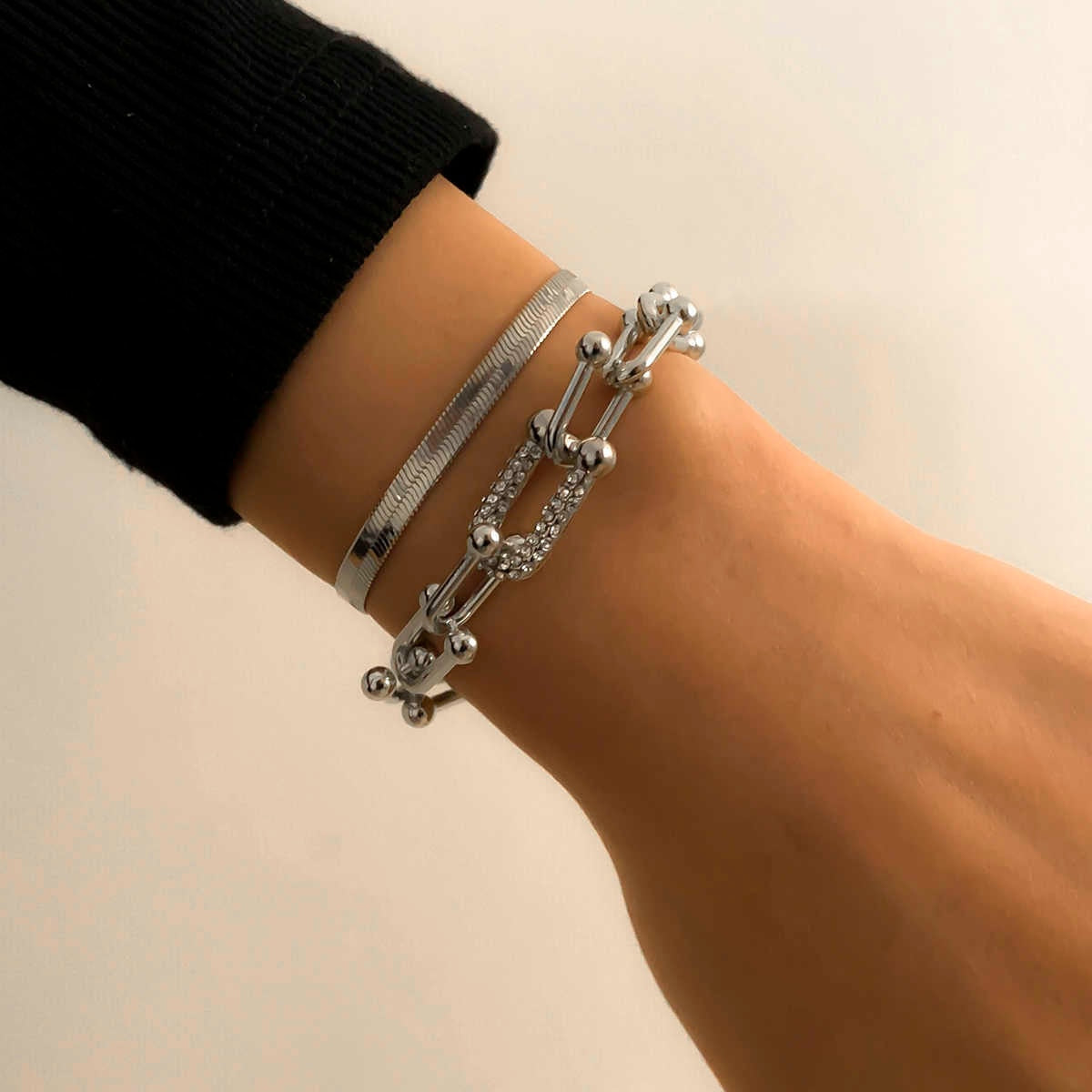 Elegant 2 Piece Bracelet Set in Gold or Silver