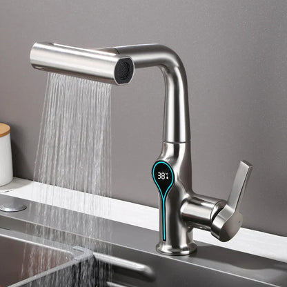 Modern Faucet with LED Temperature Control and Spray Nozzle
