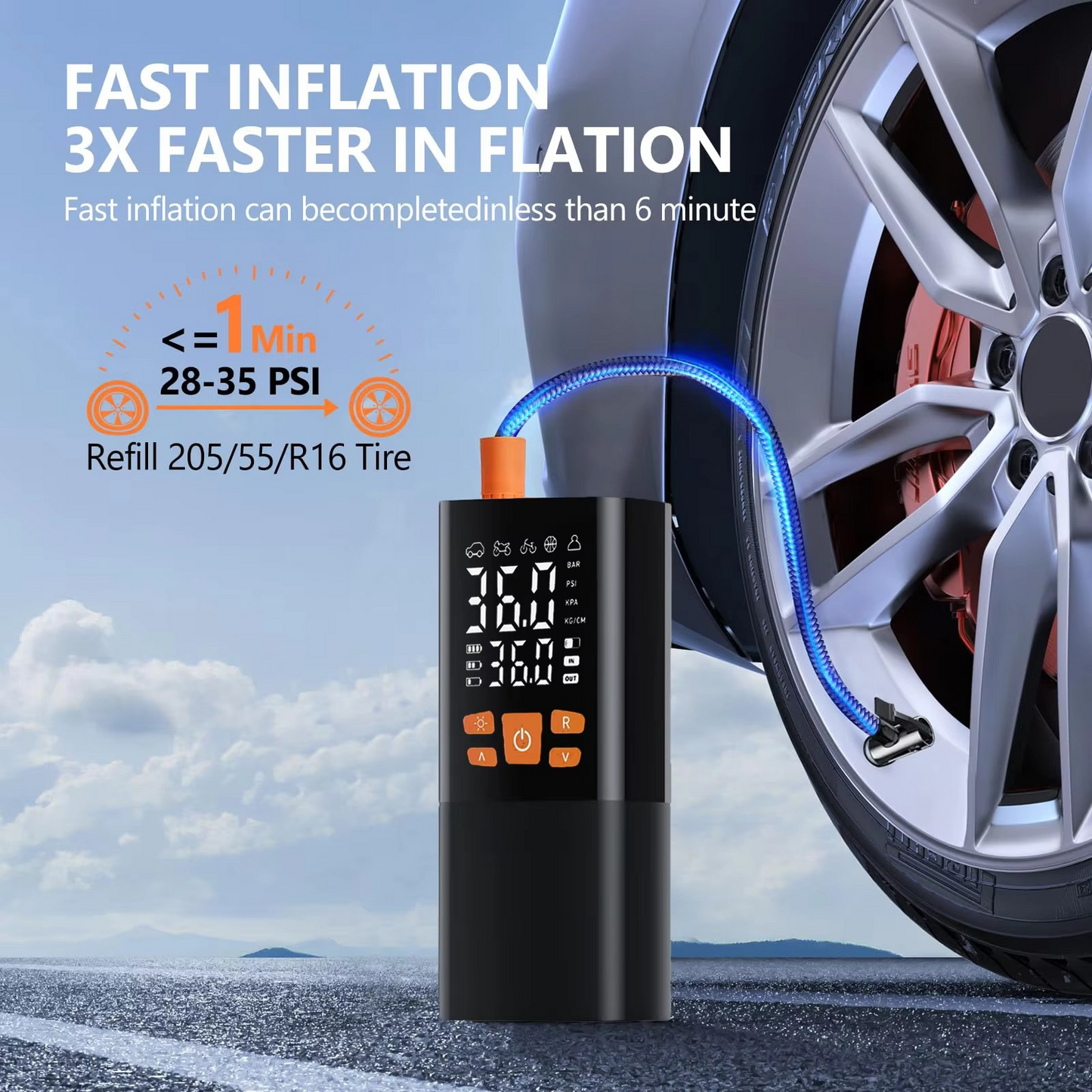 Compact Rechargeable Tire Air Pump 180PSI Portable Compressor