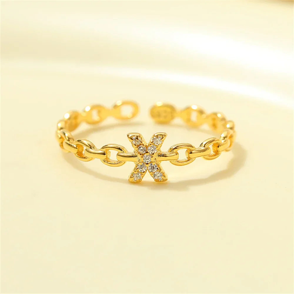 Delicate Diamond Initial Letter Ring