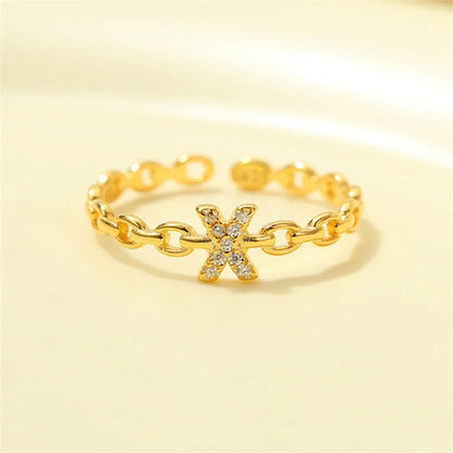 Delicate Diamond Initial Letter Ring