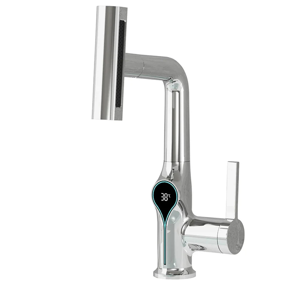 Modern Sink Faucet with LED Temperature Control