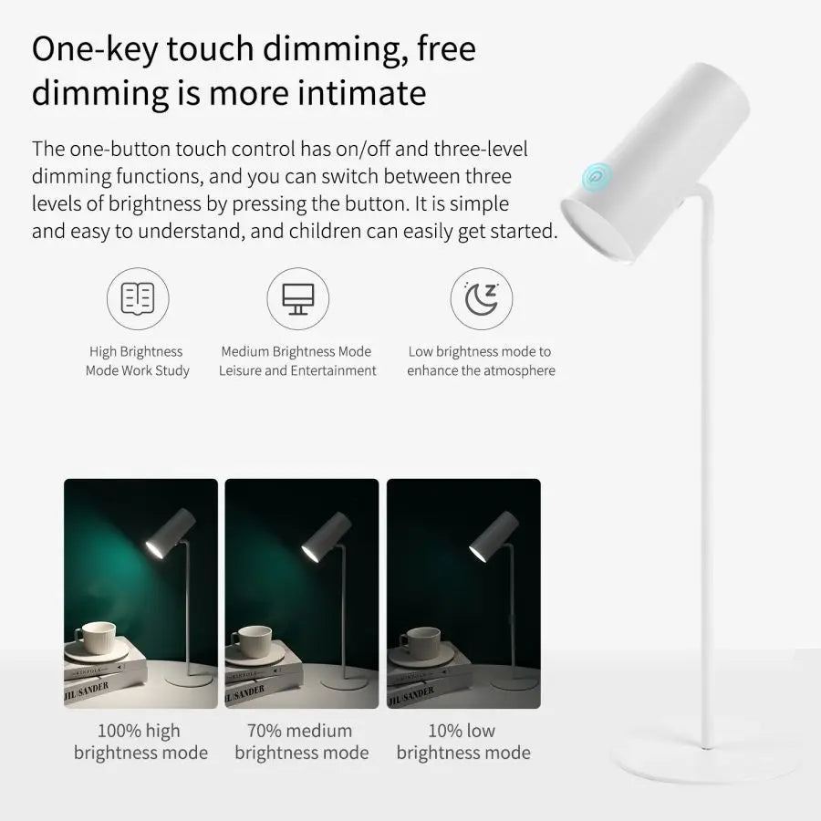 Compact LED Desk Lamp with USB Rechargeable Touch Control