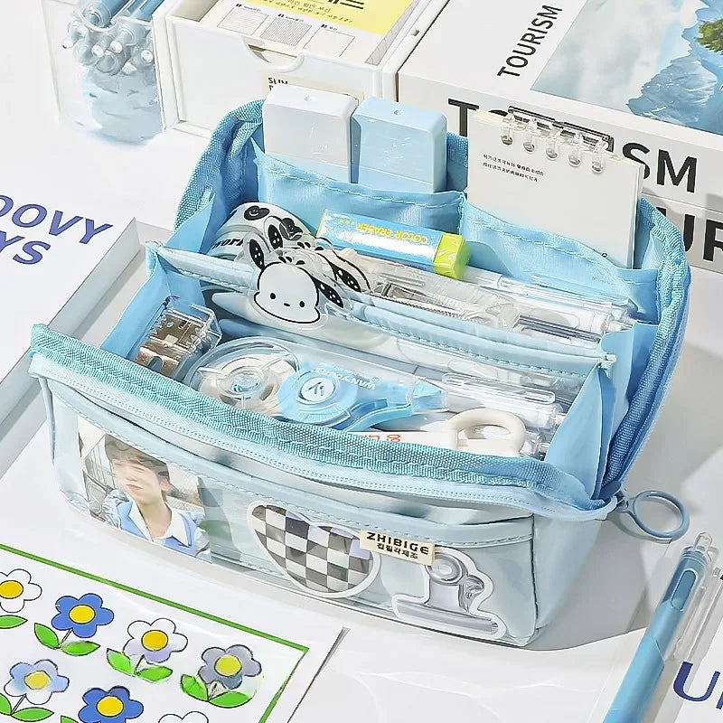 Clear Pencil Case with 10 Compartments & Large Storage