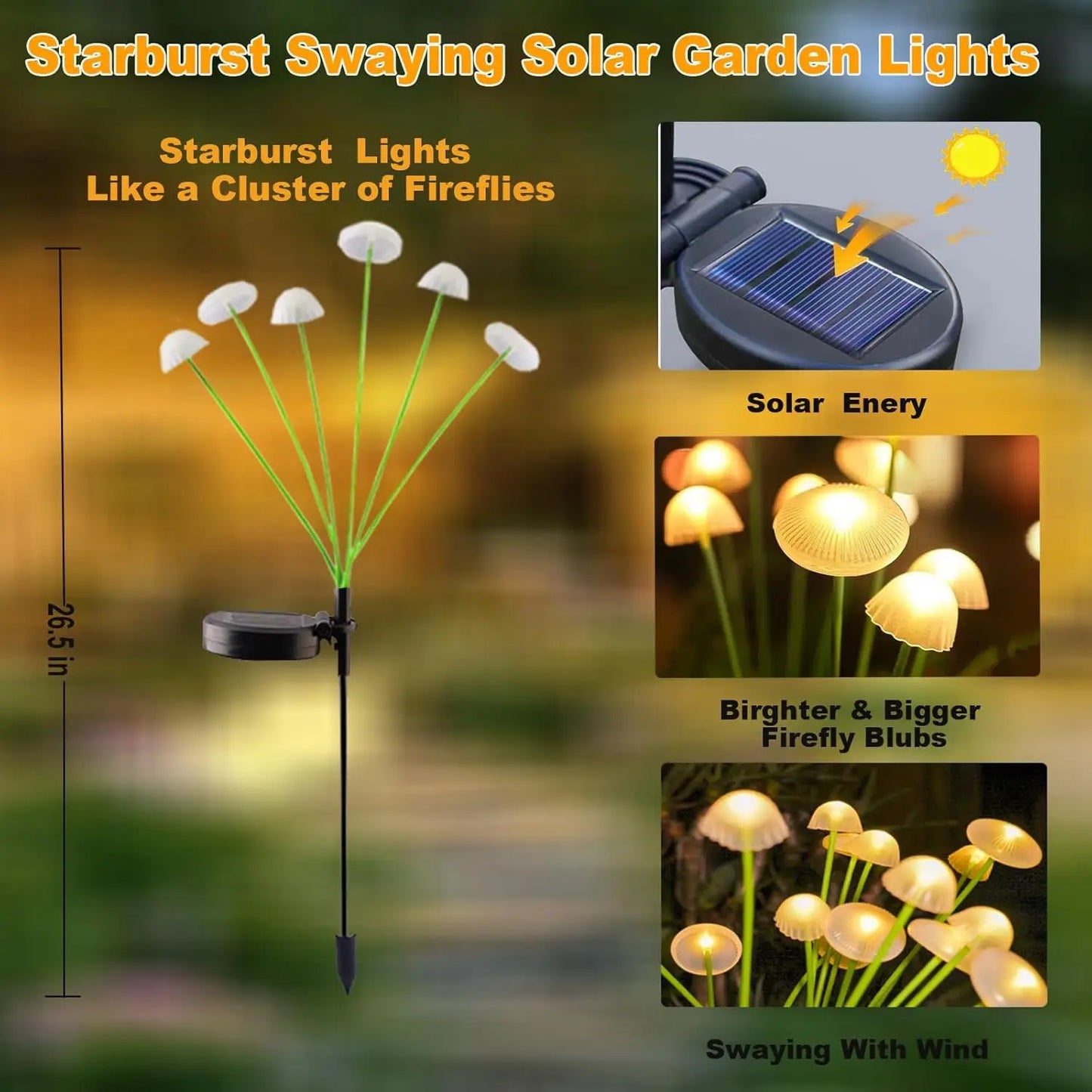 Colorful Solar Powered Garden Lamp 6 LED Lights