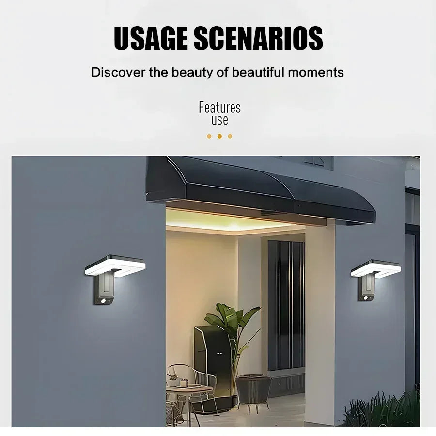 Solar Powered Outdoor Wall Lamp with Motion Sensor