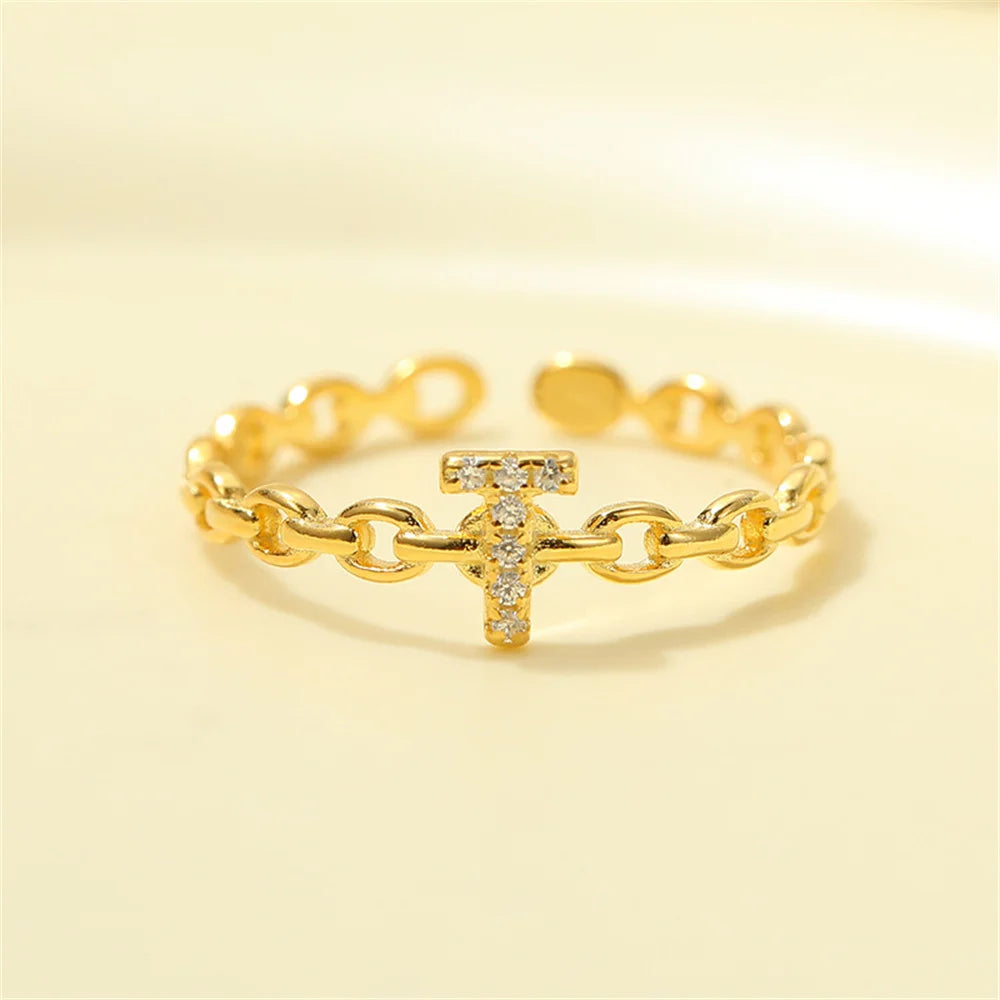 Delicate Diamond Initial Letter Ring