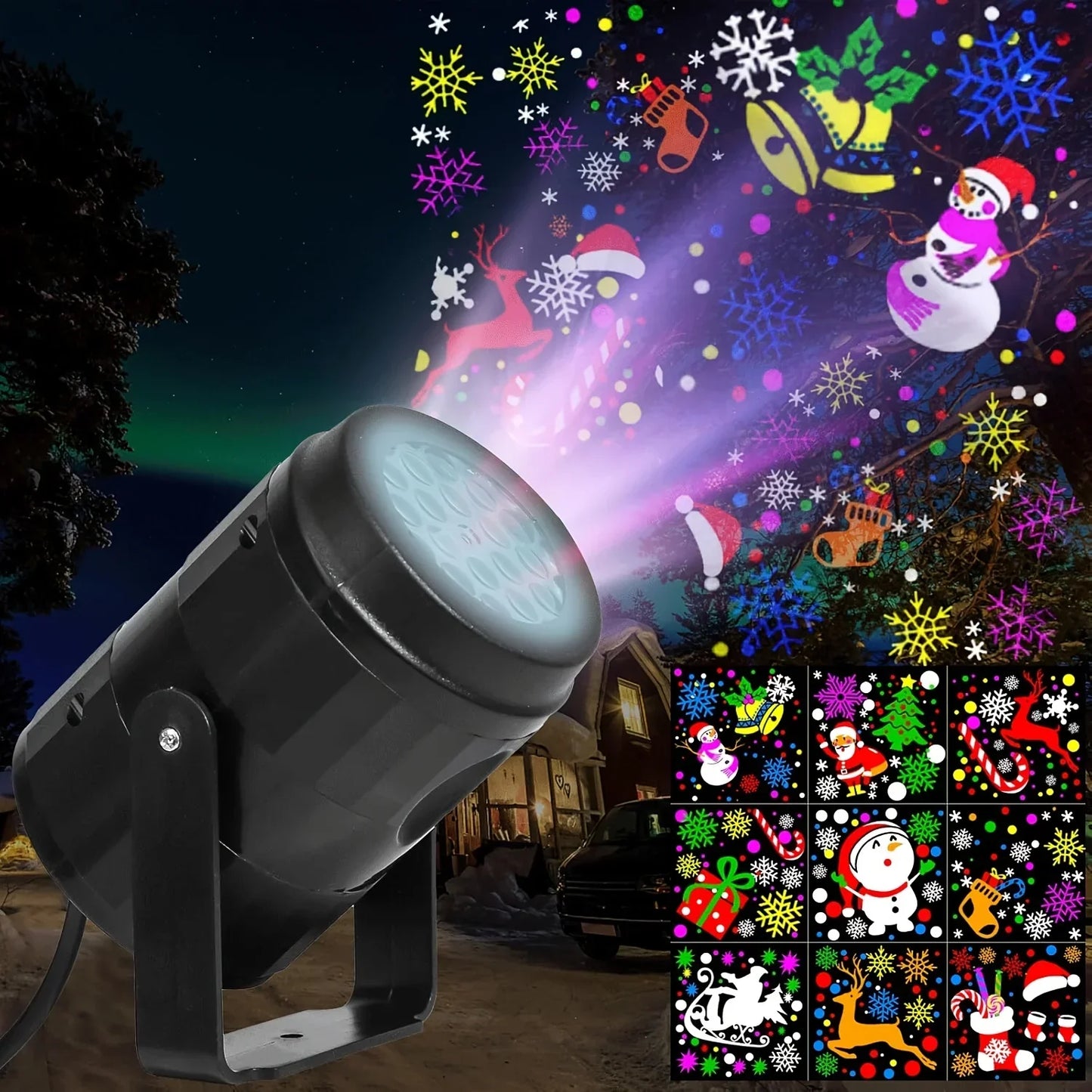 Colorful LED Christmas Light Projector with 16 Patterns