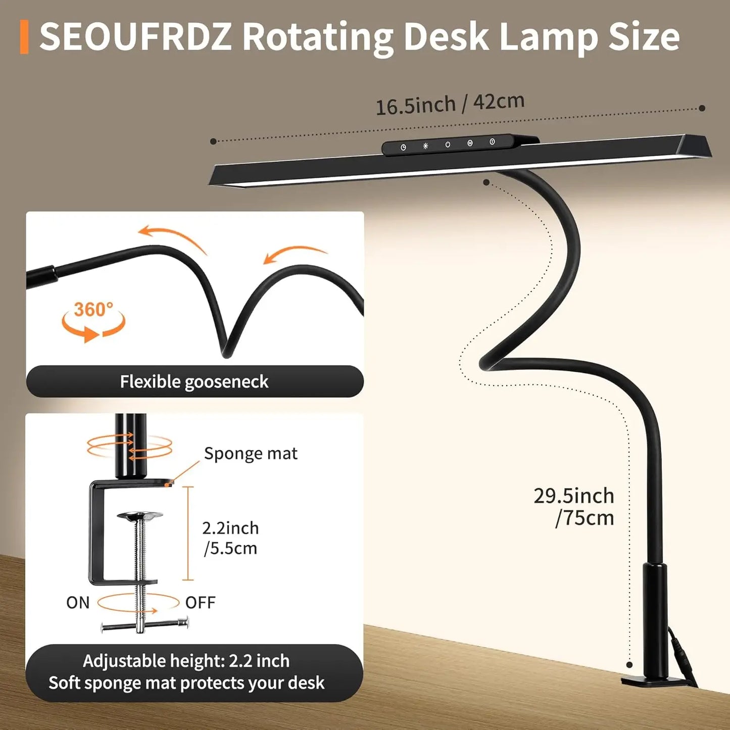 Bright LED Desk Light with Adjustable Arm
