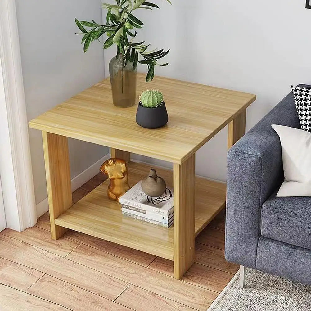 Sturdy Wood Bedside Table with 2 Tier Storage