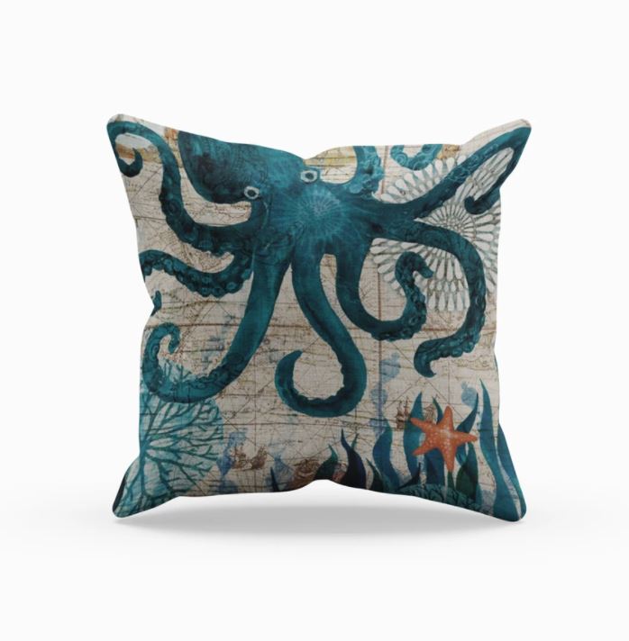 Colorful Ocean Theme Decorative Pillow