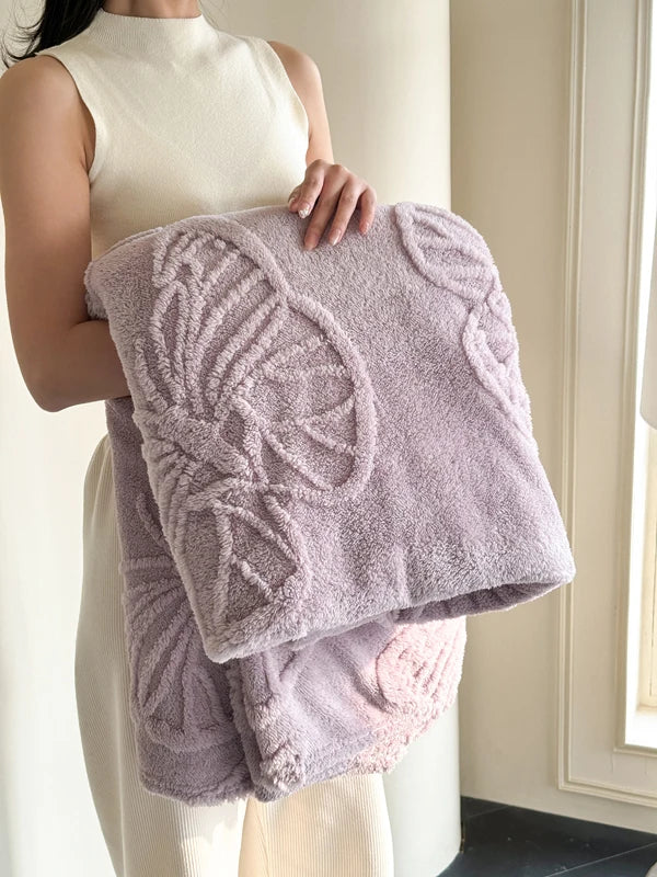 Cozy Plush Blanket with 3D Butterfly Pattern