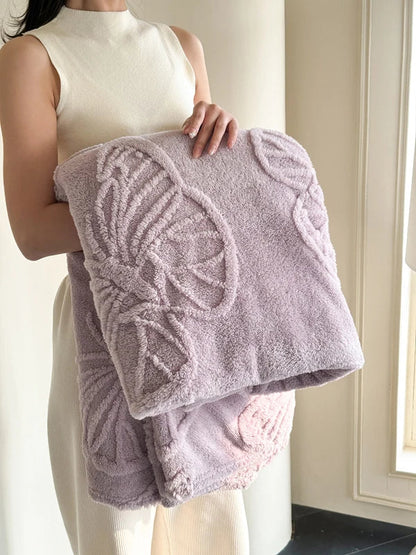 Cozy Plush Blanket with 3D Butterfly Pattern