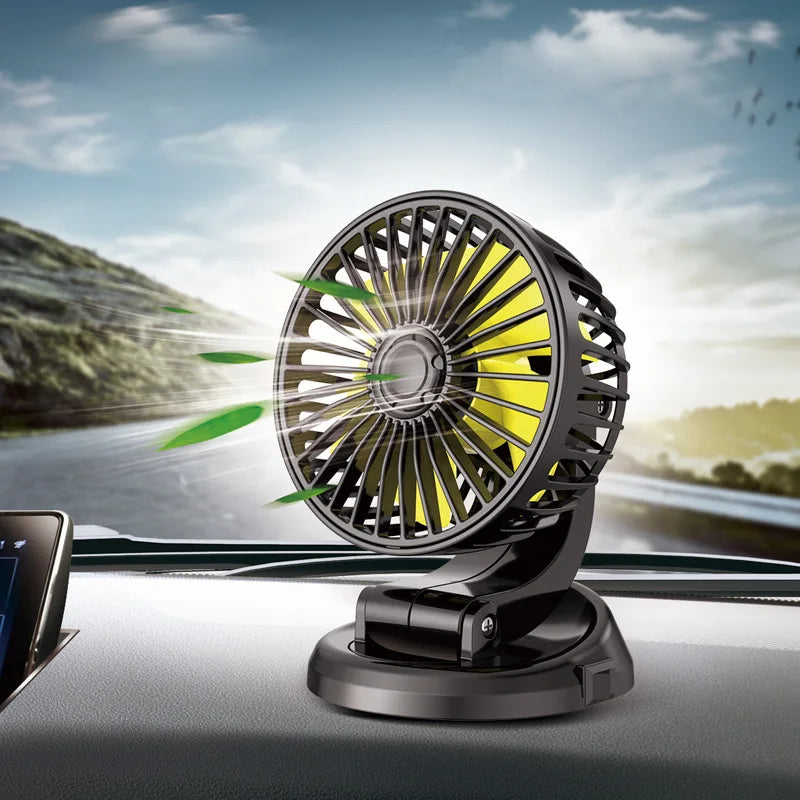 Portable Car Fan with USB & Cigarette Lighter Adapter