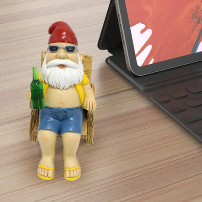 Fun Garden Gnome Figurine with Chair Statue