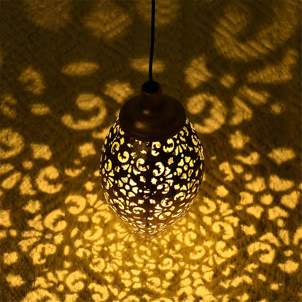 Solar Powered Metal Garden Lamp Outdoor Drop Design