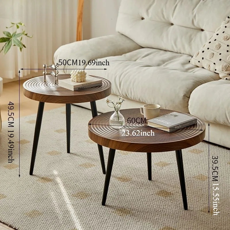 Round Wood Coffee Table Minimalist Living Room Furniture