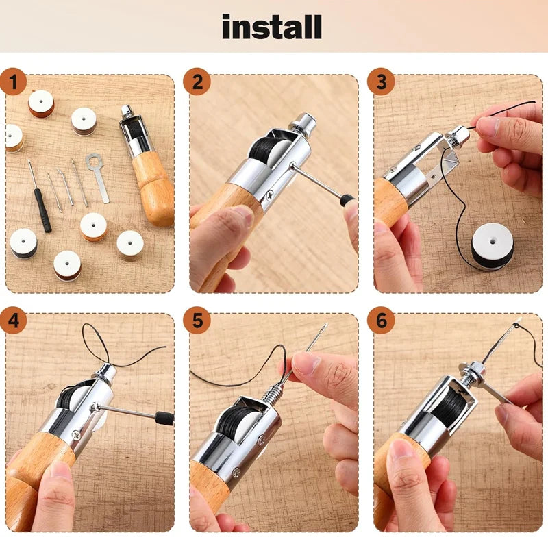 Leather Repair Kit with Tools and Wax Thread