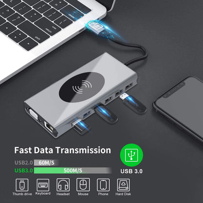 Compact USB-C Multiport Charging Station Dock