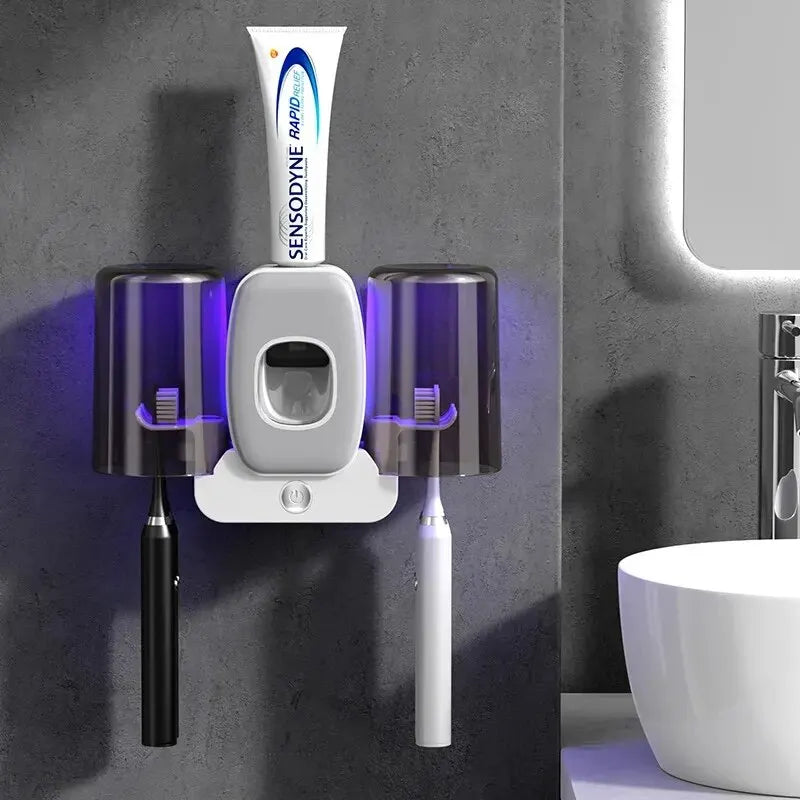 UV Toothbrush Sanitizer with Automatic Dispenser