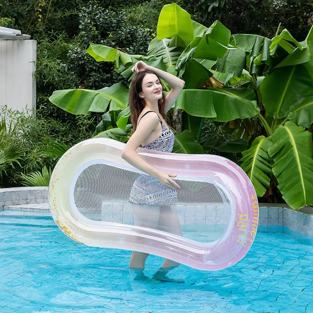 Comfortable Pool Float with Mesh and Armrests