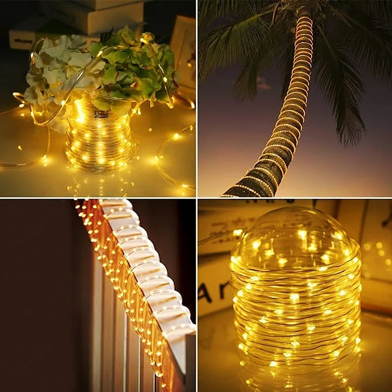 Solar Powered Outdoor String Lights Waterproof 8 Modes