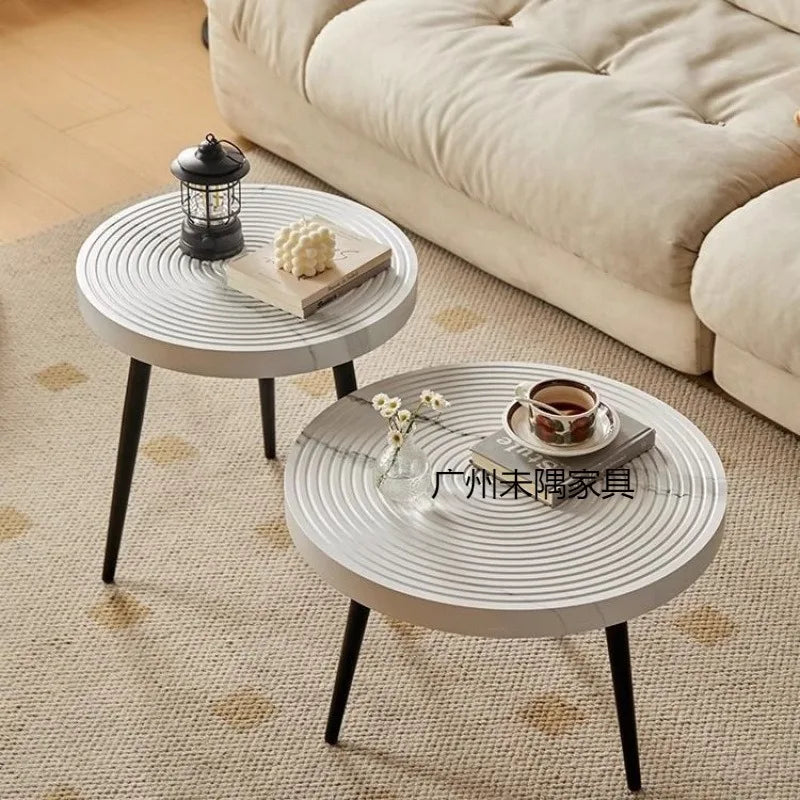 Round Wood Coffee Table Minimalist Living Room Furniture
