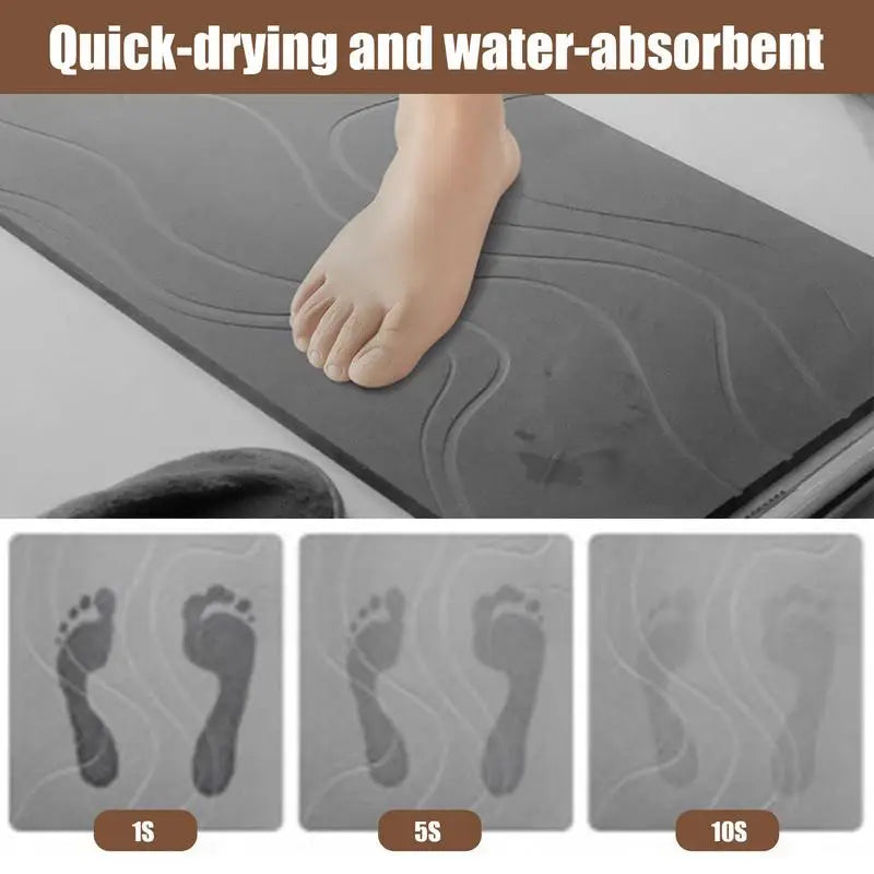 Absorbent Stone Effect Bath Mat Non Slip Quick Dry